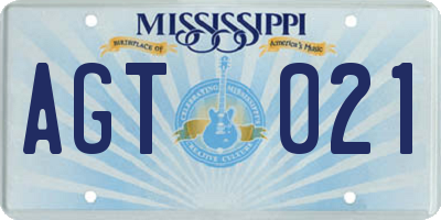 MS license plate AGT021