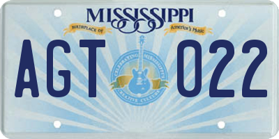 MS license plate AGT022