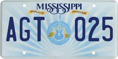 MS license plate AGT025