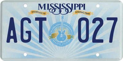 MS license plate AGT027
