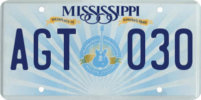 MS license plate AGT030