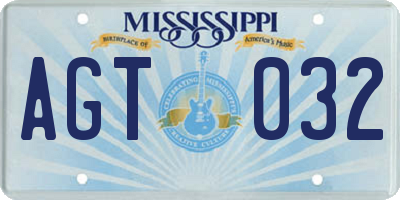 MS license plate AGT032