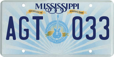 MS license plate AGT033