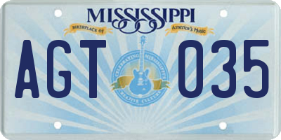 MS license plate AGT035