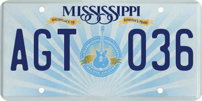 MS license plate AGT036
