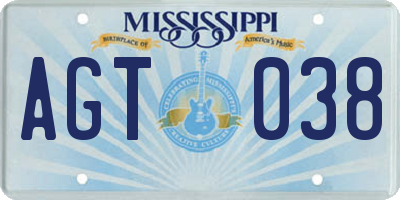 MS license plate AGT038