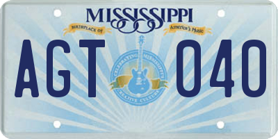 MS license plate AGT040