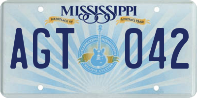 MS license plate AGT042
