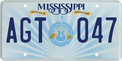 MS license plate AGT047