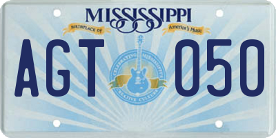 MS license plate AGT050