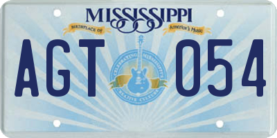MS license plate AGT054