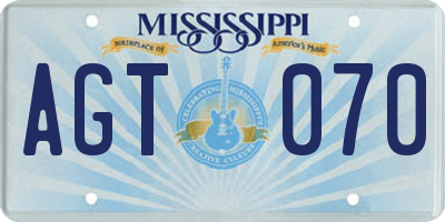 MS license plate AGT070