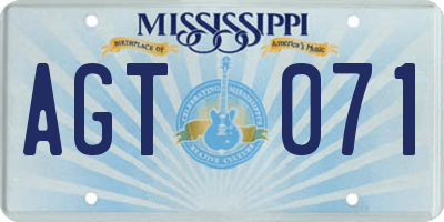MS license plate AGT071