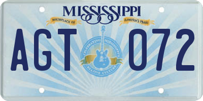 MS license plate AGT072