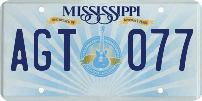 MS license plate AGT077