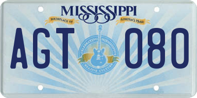 MS license plate AGT080