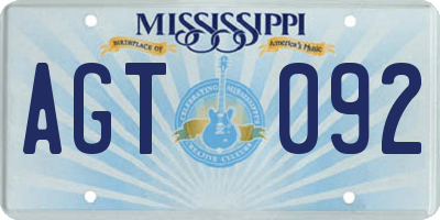 MS license plate AGT092