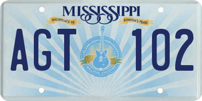 MS license plate AGT102