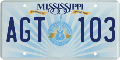 MS license plate AGT103