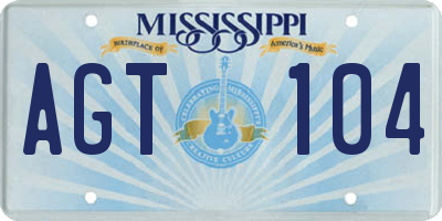 MS license plate AGT104