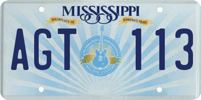 MS license plate AGT113