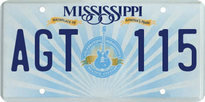 MS license plate AGT115