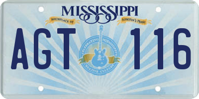 MS license plate AGT116