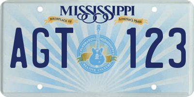 MS license plate AGT123