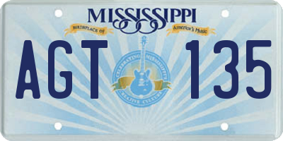 MS license plate AGT135