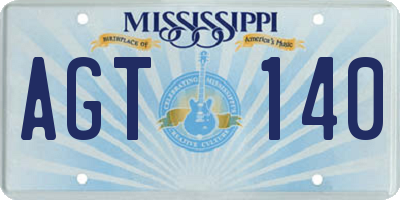 MS license plate AGT140