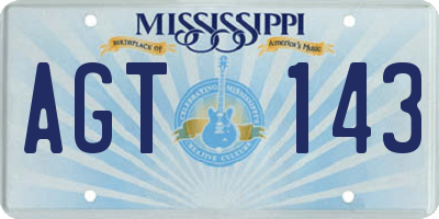 MS license plate AGT143