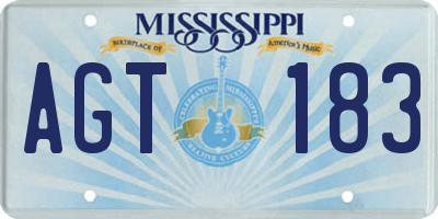 MS license plate AGT183