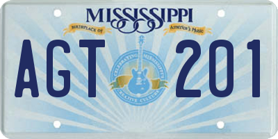 MS license plate AGT201