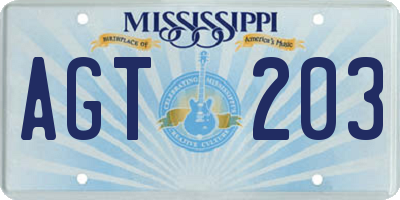 MS license plate AGT203