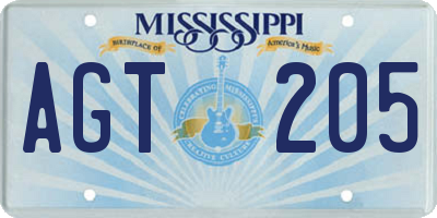 MS license plate AGT205