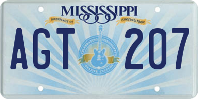 MS license plate AGT207