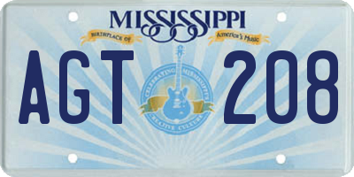 MS license plate AGT208