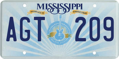 MS license plate AGT209