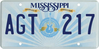 MS license plate AGT217