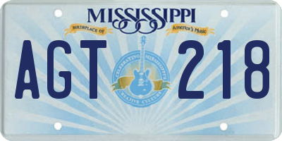 MS license plate AGT218