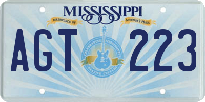 MS license plate AGT223