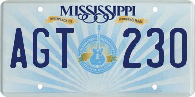 MS license plate AGT230