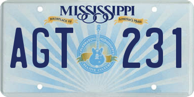 MS license plate AGT231