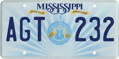 MS license plate AGT232