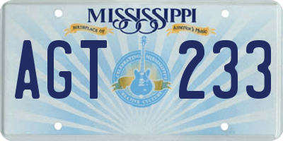 MS license plate AGT233