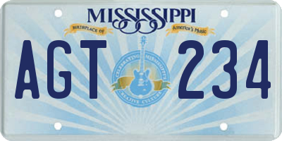 MS license plate AGT234
