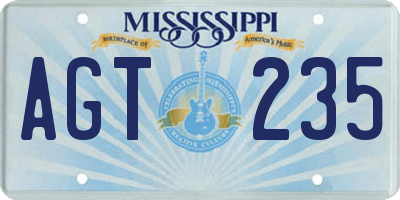 MS license plate AGT235