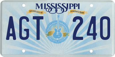 MS license plate AGT240