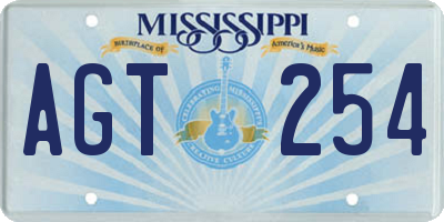 MS license plate AGT254