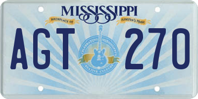 MS license plate AGT270